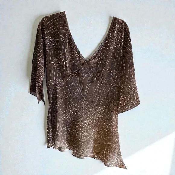 Vintage 2000s Women’s Blouse By Millenium Size Large, Sheer Fairy Whimsigoth - Picture 12 of 16